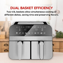 Avis Friteuse à air numérique double panier 2400W Acier Inoxydable 9L Comfy Nest CN-AFD45NS