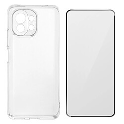 Avizar Coque Xiaomi Mi 11 Lite et 11 Lite 5G NE Souple et Film Verre Trempé 9H Noir