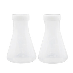 2pcs Flacon Conique en Plastique Gradué avec Casquette 100ml de Laboratoire