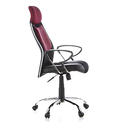 Avis Hjh Office Siège de bureau / Fauteuil de direction CITY 80, simili cuir / tissu noir / bordeaux, chromé