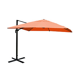 Decoshop26 Parasol déporté avec pied en croix 3 x 3m polyester couleur terre cuite aluminium 23kg sans pieds 04_0007925