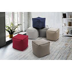 Autrement Talamo Italia Pouf Perla, 100% Made in Italy, Pouf carré en tissu doux, 45x45h45 cm, Couleur Beige