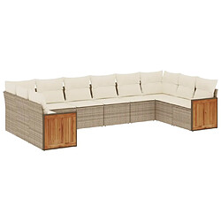 Maison Chic Salon de jardin avec coussins 10 pcs | Ensemble de Table et chaises | Mobilier d'Extérieur beige résine tressée -GKD38873