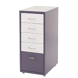 Avis Decoshop26 Caisson à tiroirs armoire de bureau 69x28x41 cm 5 tiroirs en acier gris foncé blanc 04_0008259