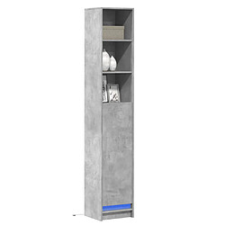 vidaXL Buffet avec LED gris béton 36x32,5x200 cm bois d'ingénierie