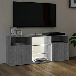 Maison Chic Meubles TV avec lumières LED - Banc TV pour salon Sonoma gris 120x30x50 cm -MN93350 pas cher