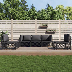 vidaXL Salon de jardin avec coussins 5 pcs anthracite acier