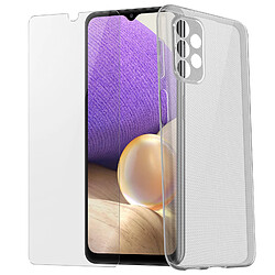 Avizar Coque Samsung Galaxy A32 5G Souple et Film Verre Trempé Dureté 9H transparent