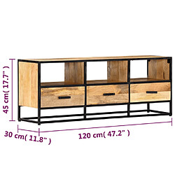 vidaXL Meuble TV 120x30x45 cm Bois solide de manguier pas cher