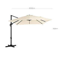 Acheter Helloshop26 Parasol décentré de jardin 3 x 3 m ombrelle de terrasse toile carrée protection solaire upf 50+ rotatif 360° inclinaison réglable avec manivelle et socle beige 12_0001786