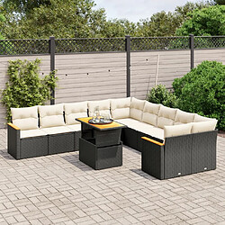 Maison Chic Salon de jardin 11 pcs avec coussins, Ensemble Tables et chaises d'extérieur noir résine tressée -GKD925201