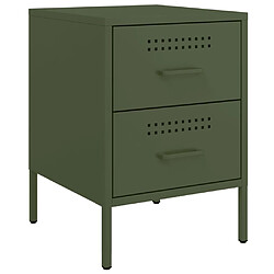 Acheter vidaXL Tables de chevet 2 pcs vert olive 36x39x50,5 cm acier