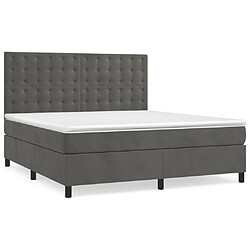 Maison Chic Lit adulte- Lit + matelas,Sommier à lattes de lit et matelas Gris foncé 180x200cm Velours -GKD71520