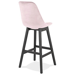 Acheter Alterego Tabouret de bar 'MORISS' en velours rose et pieds en bois noir