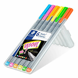 Avis Promark Staedtler Triplus Fineliner ``My Neon Colours``, Feutres fins de Largeur 0.3 mm, Ecriture Douce, Lavable, Corps de Forme Triangulaire Ergonomique, Pointe Fine En Métal, Boîte De 6 Feutres,334 SB6CS3