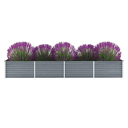 Maison Chic Jardinière,Lit surélevé de jardin - Bac à fleurs - pot de fleur Acier galvanisé 320x80x45 cm Gris -GKD24987