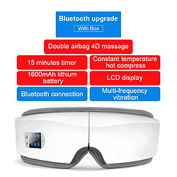 Universal Airbag Vibrateur Masseur des yeux Bluetooth Musique Chauffage Compression thermique Masque intelligent Anti-rides Soulagement de la fatigue Soin des yeux | Appareil de beauté pour usage domestique (blanc)