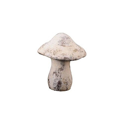 L'Héritier Du Temps Grand Champignon à Poser de Jardin ou Statuette Nature Décorative en Terre Cuite Patinée Blanche Antique 24x24x28,5cm