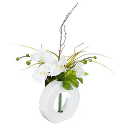 Atmosphera, Createur D'Interieur Composition florale vase blanc - Hauteur 44 cm - Orchidée fleur blanche