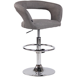 Decoshop26 Tabouret de bar x1 assise moderne en tissu gris pieds et repose-pieds en métal chromé 10_0004994