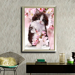 5d rond diamant peinture peinture chat et fleur photo sticker mural