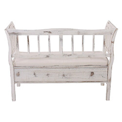 Avis Mendler Banc banquette de rangement T207 bahut coffre avec coussin ~ bois blanc shabby chic