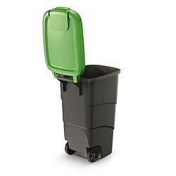 Poubelle avec roues et couvercle Keden Wheeler 90L universelle en plastique (vert)