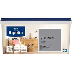 RIPOLIN Peinture Murale Toutes Pieces - Gris Zinc Satin, 2,5L