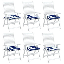 Avis vidaXL Coussins de chaise lot de 6 rayures bleues blanches 50x50x7 cm