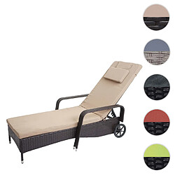 Mendler Chaise longue Carrara, polyrotin, bain de soleil, couchette, alu ~ anthracite, coussin beige