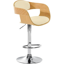 Decoshop26 Tabouret de bar x1 design scandinave en PVC crème et structure en bois clair 10_0005041