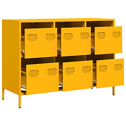 Avis vidaXL Buffet jaune moutarde 101,5x39x73,5 cm acier laminé à froid