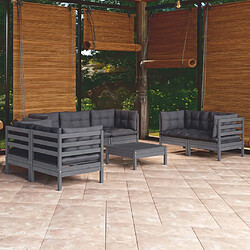 vidaXL Salon de jardin 8 pcs avec coussins bois de pin massif