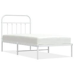 vidaXL Cadre de lit métal sans matelas avec tête de lit blanc 90x200cm