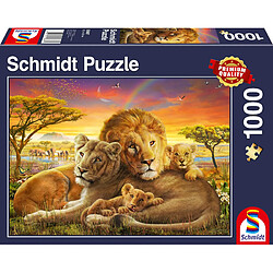 Schmidt Spiele- Puzzle 1000 pièces Famille de Lions câlins, 58987, coloré