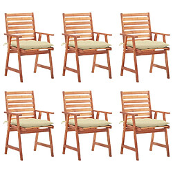 vidaXL Chaises à manger d'extérieur lot de 6 et coussins Acacia massif