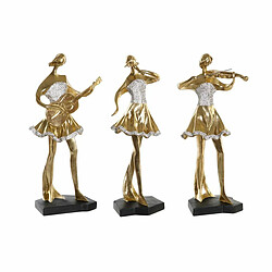 Figurine Décorative DKD Home Decor Musique 20 x 12 x 41,5 cm Ballerine Doré Romantique (3 Unités)