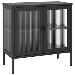 Maison Chic Commode Buffet - Meuble de rangement noir 70x35x70 cm verre et acier -GKD66714