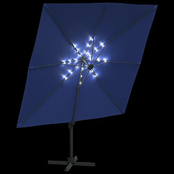 Avis vidaXL Parasol cantilever à LED Bleu azuré 400x300 cm