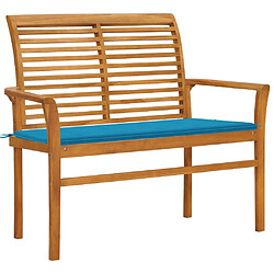 Maison Chic Banc de jardin | Banquette de jardin | Chaise Relax avec coussin bleu 112 cm Bois de teck massif -MN77475