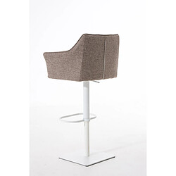 Acheter Decoshop26 Tabouret de bar chaise haute de comptoir couture carrées assise en tissu marron terre cadre en métal blanc 10_0004756