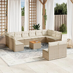 Maison Chic Salon de jardin avec coussins 13 pcs, Ensemble Tables et chaises de jardin, beige résine tressée -GKD829661