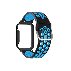 Bracelet en silicone bicolore pour Xiaomi Mi Band 7 Pro - Bleu noir/noir