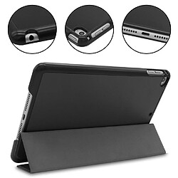 Etui en PU réveil automatique/sommeil triples basculement de la béquille noir pour votre Apple iPad mini (2019) 7.9 pouces/mini 4