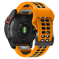 Bracelet en silicone deux rangées de trous, bicolore, attache rapide, 22mm, orange/noir pour votre Garmin Fenix 7/Epix