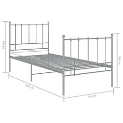 vidaXL Cadre de lit sans matelas gris métal 90x200 cm pas cher