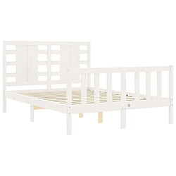 Maison Chic Cadre/structure de lit avec tête de lit pour adulte - Lit Moderne Chambre blanc 120x200 cm bois massif -MN98419 pas cher