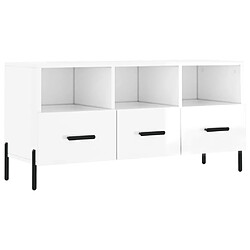 Maison Chic Meuble TV scandinave - Banc TV pour salon Blanc brillant 102x36x50 cm Bois d'ingénierie -MN96483