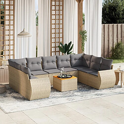 Maison Chic Salon de jardin avec coussins 10 pcs, Ensemble Tables et chaises de jardin, beige résine tressée -GKD553841