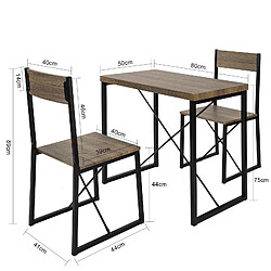 Acheter SoBuy OGT19-N Set de 1 Table + 2 Chaises Table à Manger Table de Cuisine Ensemble Table de Balcon + 2 tabourets avec Dossier mobilier de Jardin